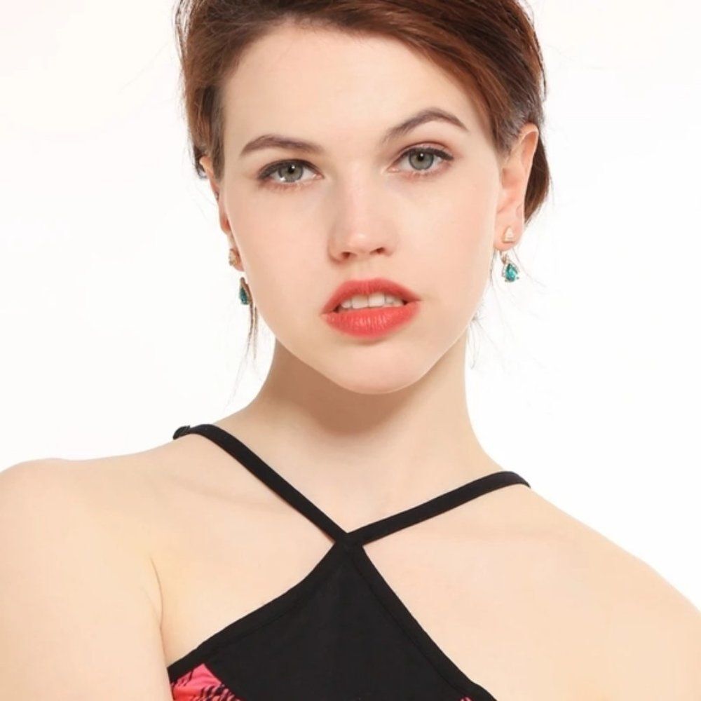 Fish Bone Resin Rhinestone Gold Statement Drop Dangle Earrings - Picture 2 of 7